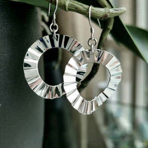 NWT sterling silver dangling crinkle hoop earrings